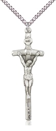 [0565SS/24SS] Sterling Silver Papal Crucifix Pendant on a 24 inch Sterling Silver Heavy Curb chain