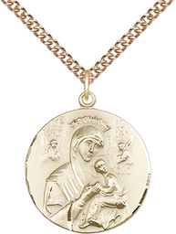 [0567GF/24GF] 14kt Gold Filled Our Lady of Perpetual Help Pendant on a 24 inch Gold Filled Heavy Curb chain