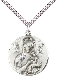 [0567SS/24SS] Sterling Silver Our Lady of Perpetual Help Pendant on a 24 inch Sterling Silver Heavy Curb chain