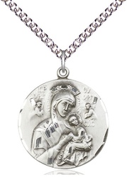 [0567SS/24SS] Sterling Silver Our Lady of Perpetual Help Pendant on a 24 inch Sterling Silver Heavy Curb chain