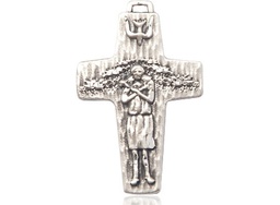 [0569SS] Sterling Silver Papal Crucifix Medal