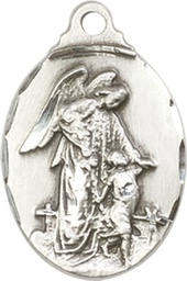 [0599ESS] Sterling Silver Guardian Angel Medal