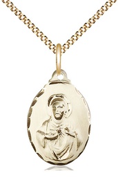 [0599SGF/18G] 14kt Gold Filled Scapular Pendant on a 18 inch Gold Plate Light Curb chain