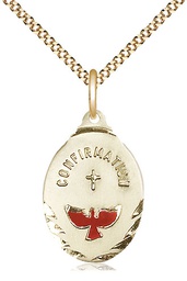 [0599XGF/18G] 14kt Gold Filled Confirmation Pendant on a 18 inch Gold Plate Light Curb chain