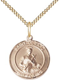 [8042RDGF/18G] 14kt Gold Filled Saint Gerard Pendant on a 18 inch Gold Plate Light Curb chain