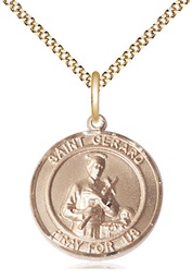[8042RDGF/18G] 14kt Gold Filled Saint Gerard Pendant on a 18 inch Gold Plate Light Curb chain