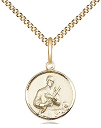 [0601GGF/18G] 14kt Gold Filled Saint Gerard Pendant on a 18 inch Gold Plate Light Curb chain