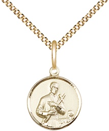 [0601GGF/18G] 14kt Gold Filled Saint Gerard Pendant on a 18 inch Gold Plate Light Curb chain