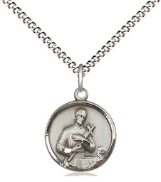 [0601GSS/18S] Sterling Silver Saint Gerard Pendant on a 18 inch Light Rhodium Light Curb chain