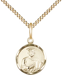 [0601JGF/18G] 14kt Gold Filled Saint Jude Pendant on a 18 inch Gold Plate Light Curb chain