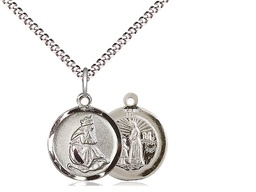 [0601LSS/18S] Sterling Silver Our Lady of la Salette Pendant on a 18 inch Light Rhodium Light Curb chain