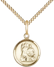 [0601RAGF/18G] 14kt Gold Filled Saint Raphael Pendant on a 18 inch Gold Plate Light Curb chain