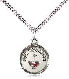 [0601XSS/18S] Sterling Silver Confirmation Pendant on a 18 inch Light Rhodium Light Curb chain