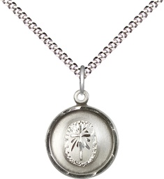 [0601YSS/18S] Sterling Silver Cross Pendant on a 18 inch Light Rhodium Light Curb chain