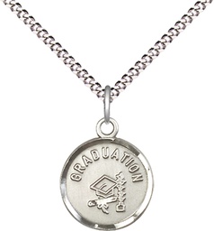 [0601ZSS/18S] Sterling Silver Graduation Pendant on a 18 inch Light Rhodium Light Curb chain
