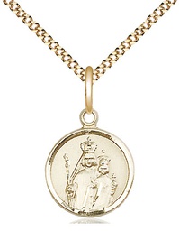 [0603GF/18G] 14kt Gold Filled Our Lady of Consolation Pendant on a 18 inch Gold Plate Light Curb chain
