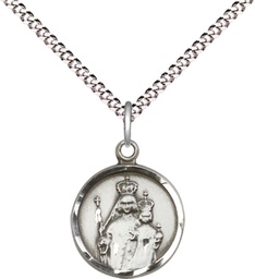 [0603SS/18S] Sterling Silver Our Lady of Consolation Pendant on a 18 inch Light Rhodium Light Curb chain