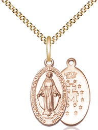 [0609GF/18G] 14kt Gold Filled Miraculous Pendant on a 18 inch Gold Plate Light Curb chain