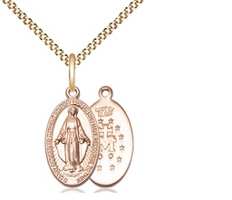 [0609GF/18G] 14kt Gold Filled Miraculous Pendant on a 18 inch Gold Plate Light Curb chain