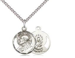 [0611SS/18S] Sterling Silver Scapular Pendant on a 18 inch Light Rhodium Light Curb chain