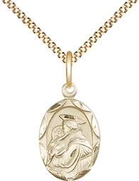 [0612DGF/18G] 14kt Gold Filled Saint Anthony of Padua Pendant on a 18 inch Gold Plate Light Curb chain