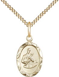 [0612GGF/18G] 14kt Gold Filled Saint Gerard Pendant on a 18 inch Gold Plate Light Curb chain