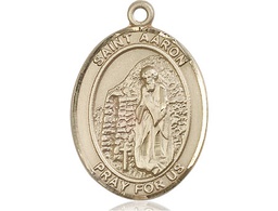 [7254KT] 14kt Gold Saint Aaron Medal