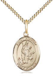 [8045GF/18G] 14kt Gold Filled Saint Hubert of Liege Pendant on a 18 inch Gold Plate Light Curb chain