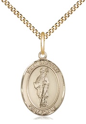 [8048GF/18G] 14kt Gold Filled Saint Gregory the Great Pendant on a 18 inch Gold Plate Light Curb chain