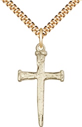 [0085GF/24G] 14kt Gold Filled Nail Cross Pendant on a 24 inch Gold Plate Heavy Curb chain