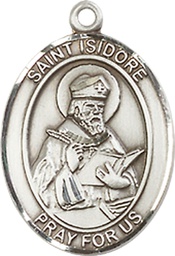 [8049SS] Sterling Silver Saint Isidore of Seville Medal