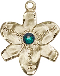 [0088GF-STN5] 14kt Gold Filled Chastity Medal with a 3mm Emerald Swarovski stone