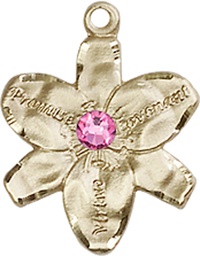 [0088KT-STN10] 14kt Gold Chastity Medal with a 3mm Rose Swarovski stone