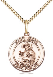 [8050RDGF/18G] 14kt Gold Filled Saint James the Greater Pendant on a 18 inch Gold Plate Light Curb chain