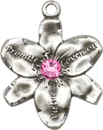 [0088SS-STN10] Sterling Silver Chastity Medal with a 3mm Rose Swarovski stone