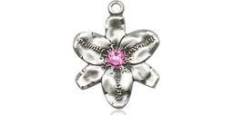 [0088SS-STN10] Sterling Silver Chastity Medal with a 3mm Rose Swarovski stone