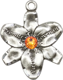 [0088SS-STN11] Sterling Silver Chastity Medal with a 3mm Topaz Swarovski stone