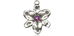 [0088SS-STN2] Sterling Silver Chastity Medal with a 3mm Amethyst Swarovski stone