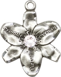 [0088SS-STN4] Sterling Silver Chastity Medal with a 3mm Crystal Swarovski stone