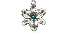 [0088SS-STN5] Sterling Silver Chastity Medal with a 3mm Emerald Swarovski stone