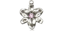 [0088SS-STN6] Sterling Silver Chastity Medal with a 3mm Light Amethyst Swarovski stone
