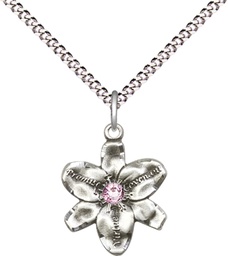 [0088SS-STN6/18S] Sterling Silver Chastity Pendant with a 3mm Light Amethyst Swarovski stone on a 18 inch Light Rhodium Light Curb chain