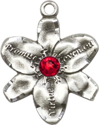 [0088SS-STN7] Sterling Silver Chastity Medal with a 3mm Ruby Swarovski stone