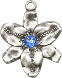 [0088SS-STN9] Sterling Silver Chastity Medal with a 3mm Sapphire Swarovski stone