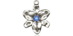 [0088SS-STN9] Sterling Silver Chastity Medal with a 3mm Sapphire Swarovski stone