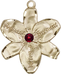 [0089GF-STN1] 14kt Gold Filled Chastity Medal with a 3mm Garnet Swarovski stone