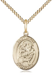 [8051GF/18G] 14kt Gold Filled Saint Jason Pendant on a 18 inch Gold Plate Light Curb chain