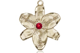 [0089KT-STN7] 14kt Gold Chastity Medal with a 3mm Ruby Swarovski stone