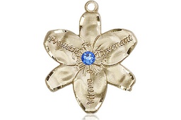 [0089KT-STN9] 14kt Gold Chastity Medal with a 3mm Sapphire Swarovski stone