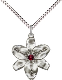 [0089SS-STN1/18S] Sterling Silver Chastity Pendant with a 3mm Garnet Swarovski stone on a 18 inch Light Rhodium Light Curb chain